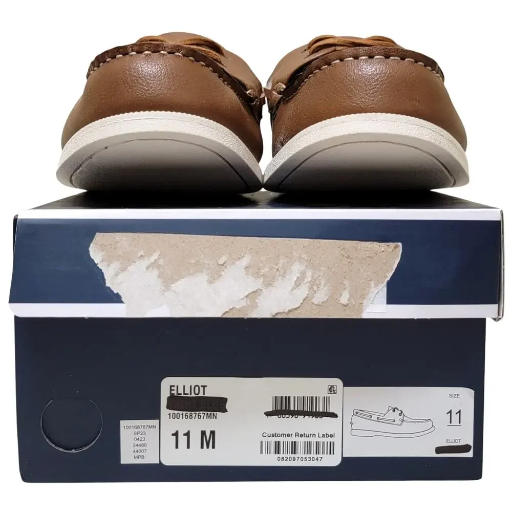 Club Room Men Elliot 2-Eye Casual Boat Shoes Size US 11M Brown Faux Leather